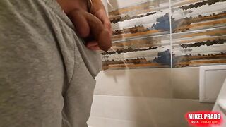 Filmed him pissing in the toilet then gangbanged till cumshot gloryhole breached
