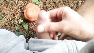 Gay asian twink squirts monster load in mushroom forest