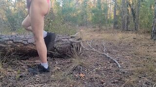 Twink jerks off raw in the woods after jog cum drips