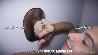 Camilo Brown's Bareback Gloryhole Creampie Choked by Twink Juan Ferrer's Huge Verga