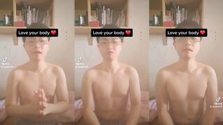 Asian twink stripped raw positivity gushing naked workout