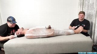 Matt and Ryder Destroy the Wrapped Pup Saki with Tickles and Bondage