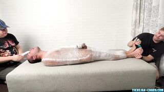 Matt and Ryder Destroy the Wrapped Pup Saki with Tickles and Bondage