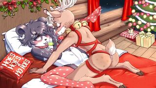 Femboy furry boys get destroyed on Christmas night stuffed with big cocks