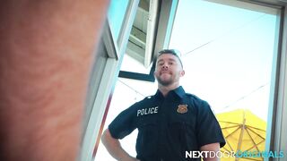 Jock Cop pounds hunk Ryder Owens raw in uniform deepthroat