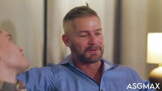 Silver daddy choked by hungry jock so deepthroat uncovered his big cock