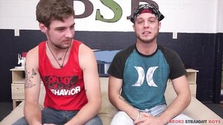 Zeno destroys that uncut cock while broke straight boys gag on it