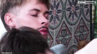 Twink forced to take monster cock in sportswear blowjob while gagged and tied