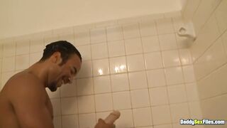 BBC Hayden Taylor fucks himself raw in the shower with a huge dildo