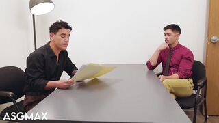 Newbie Stud Tag Teamed By Raging Jocks In Free Use Office