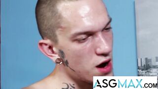 Tattooed jock shoves his massive cock into hairy Latino's hairy ass raw fucking