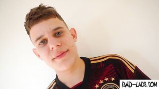 Twink gets spanked wet while shaving ass in shower