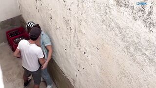 Young twink gets railed in public got big cock down throat