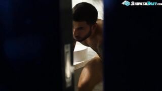 Ollie gags deep on his buddies throbbing cock in the steaming shower