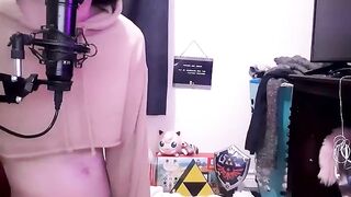 Femboy rides dildo hard while shilling his Mario collection gay solo twink mess