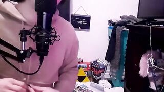 Femboy rides dildo hard while shilling his Mario collection gay solo twink mess
