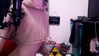 Femboy rides dildo hard while shilling his Mario collection gay solo twink mess