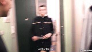 Handsome Postman Gets Double Massage Ends Up Fucked Raw