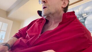 Me showing off my uncut cock and wrecking my hairy chest until I blew a thick load for my live cam audience