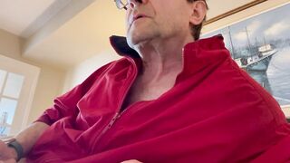 Me showing off my uncut cock and wrecking my hairy chest until I blew a thick load for my live cam audience