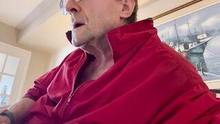 Me showing off my uncut cock and wrecking my hairy chest until I blew a thick load for my live cam audience
