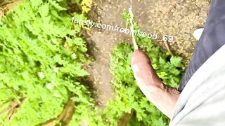 Outdoor hard dick piss ruined by daddy's hot watersports