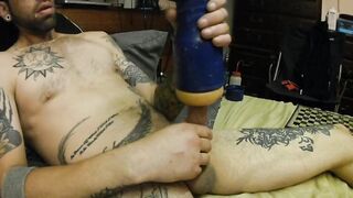 Stainless steel rod pounding my big hard cock until I BURST with cum