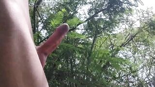 Twink boy at beach finds rampant condom and loads it fast