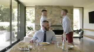 Nick Fitt And Michael Boston Brawl Over Adam Gray's Giant Uncut Cock Bareback Slut Takes Both Holes
