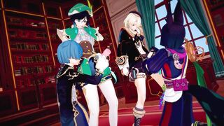 Genshin Impact gangbang with Venti Tighnari and Xingqiu