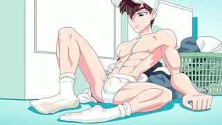 You Filthy Dirty Boy anime hentai gets soaked by cumshot on sweaty underwear humping