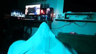 3 vibrators at once guy gushes cum through boxers