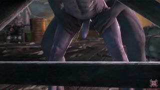 Geralt gets publicly gangbanged by a spitroast flogging crew in Skellige spring