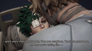 Midoriya gets destroyed in hospital bed by Bakugo rough anal and cum in mouth