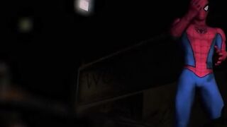Spider-man XXX gets face fucked in the city bareback