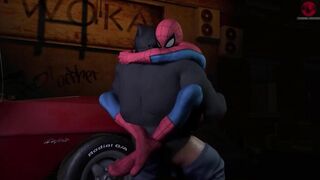 Spider-man XXX gets face fucked in the city bareback