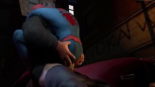 Spider-man XXX gets face fucked in the city bareback