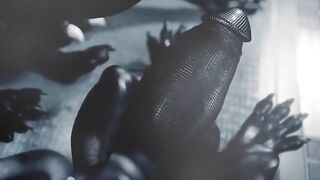Druth’s latex drenched cock worshipped while gas masked furries grow thick
