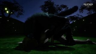 Elf Gets Ripped By Werewolf Creampie In The Woods