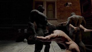 Leon and Carlos take down Tyrants swallowed whole by their monstrous cocks