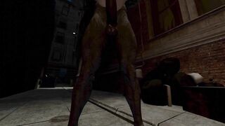 Leon and Carlos take down Tyrants swallowed whole by their monstrous cocks