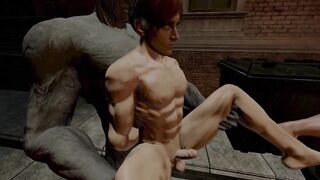 Leon and Carlos take down Tyrants swallowed whole by their monstrous cocks