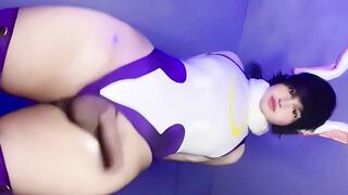 Gaping thick femboy gets plugged and wrecked raw