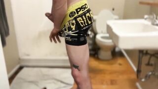 Gay Hunk Jerks Off in Tight Underwear until Cum Bursts