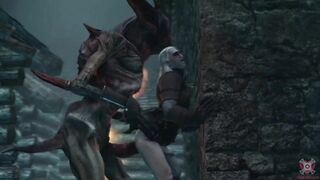 Gay Monster Crushes Him Against the Wall Rough Creampie Anal Fuck