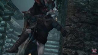 Gay Monster Crushes Him Against the Wall Rough Creampie Anal Fuck