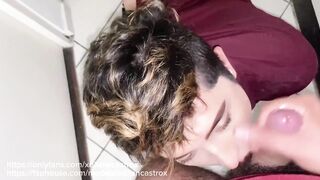 Straight guy destroyed in public hallway creampie cum mess