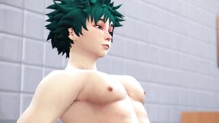 Midoriya and Bakugo steamy bath time yaoi parody
