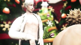 Hero’s Christmas Threesome Slid into by Santa Bakugo Midoriya Todoroki Rough 3D YAOI