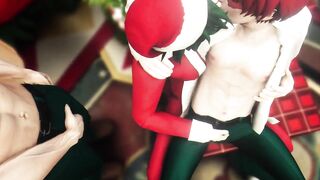 Hero’s Christmas Threesome Slid into by Santa Bakugo Midoriya Todoroki Rough 3D YAOI